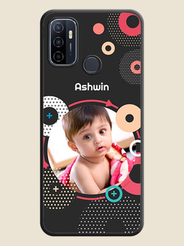 Custom Multicoloured Round Image on Personalised Space Black Soft Matte Cases - Oppo A53 2020