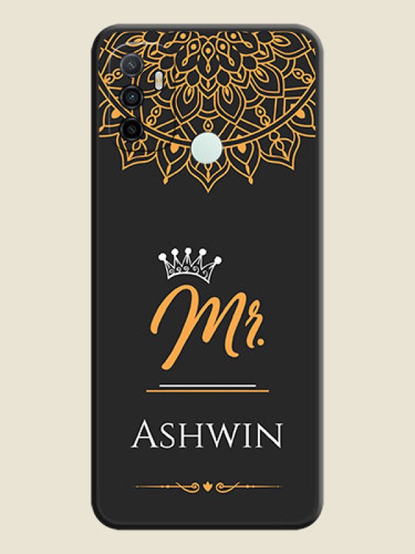 Custom Mr Name with Floral Design  on Personalised Space Black Soft Matte Cases - Oppo A53 2020
