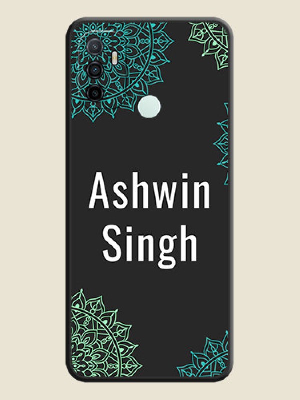 Custom Your Name with Floral Design on Space Black Custom Soft Matte Back Cover - Oppo A53 2020