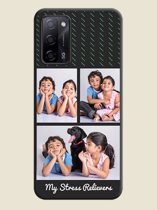 Custom Cross Dotted Pattern with 2 Image Holder  on Personalised Space Black Soft Matte Cases - Oppo A53s 5G