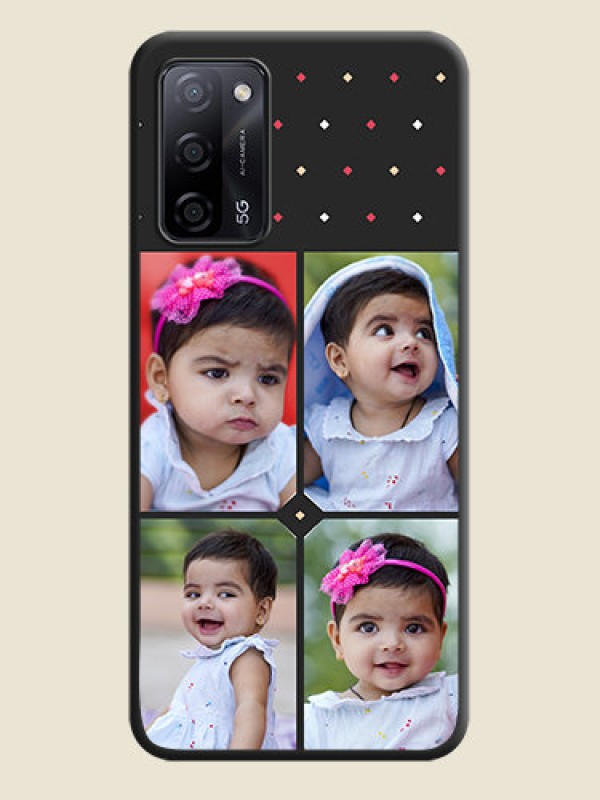 Custom Multicolor Dotted Pattern with 4 Image Holder on Space Black Custom Soft Matte Phone Cases - Oppo A53s 5G