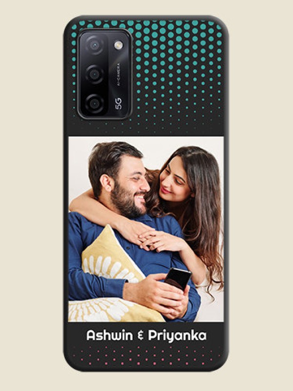 Custom Faded Dots with Grunge Photo Frame and Text on Space Black Custom Soft Matte Phone Cases - Oppo A53s 5G