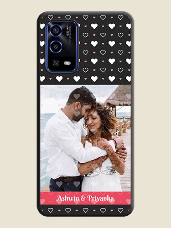 Custom White Color Love Symbols with Text Design on Photo on Space Black Soft Matte Phone Cover - Oppo A55