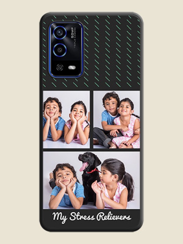 Custom Cross Dotted Pattern with 2 Image Holder  on Personalised Space Black Soft Matte Cases - Oppo A55
