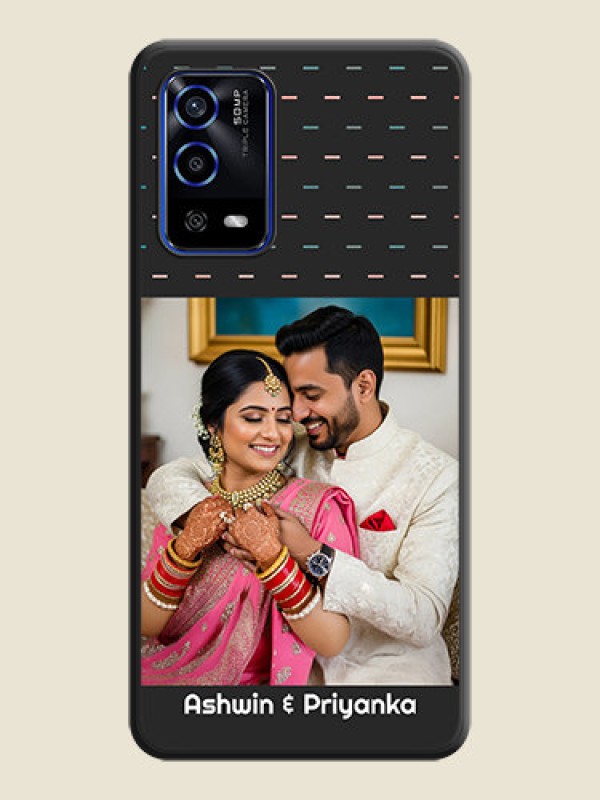 Custom Line Pattern Design with Text on Space Black Custom Soft Matte Phone Back Cover - Oppo A55