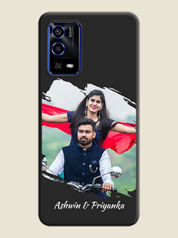 Custom Grunge Brush Strokes on Photo on Space Black Soft Matte Back Cover - Oppo A55