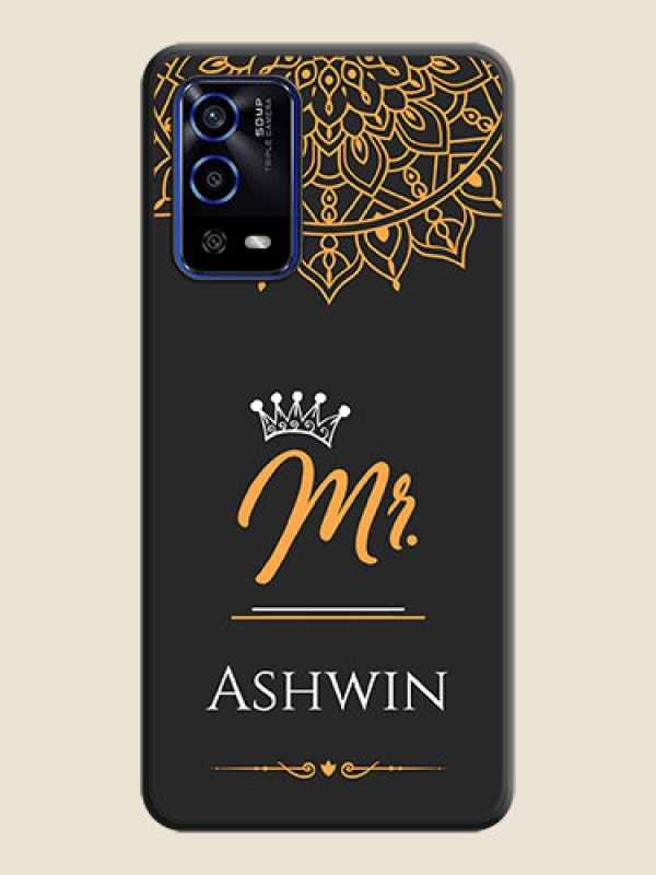 Custom Mr Name with Floral Design  on Personalised Space Black Soft Matte Cases - Oppo A55