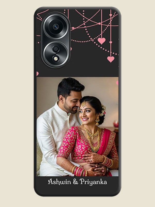 Custom Pink Love Hangings with Text on Space Black Custom Soft Matte Back Cover - Oppo A58