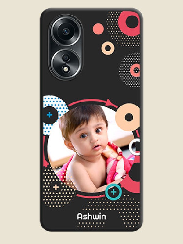 Custom Multicoloured Round Image on Personalised Space Black Soft Matte Cases - Oppo A58
