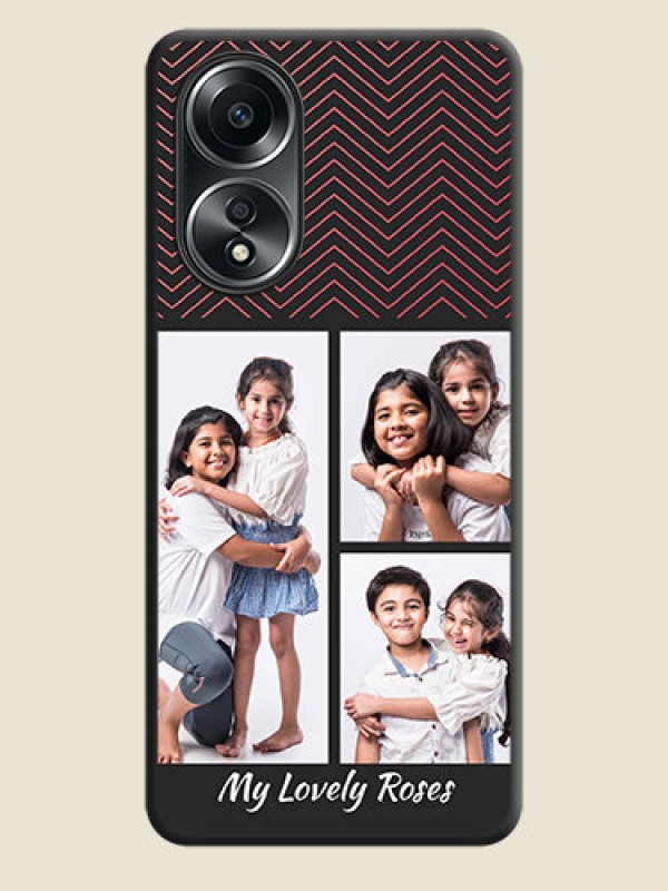 Custom Wave Pattern with 3 Image Holder on Space Black Custom Soft Matte Back Cover - Oppo A58