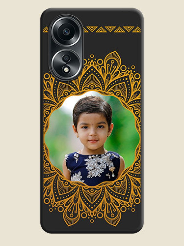 Custom Round Image with Floral Design - Photo on Space Black Soft Matte Mobile Cover - Oppo A58