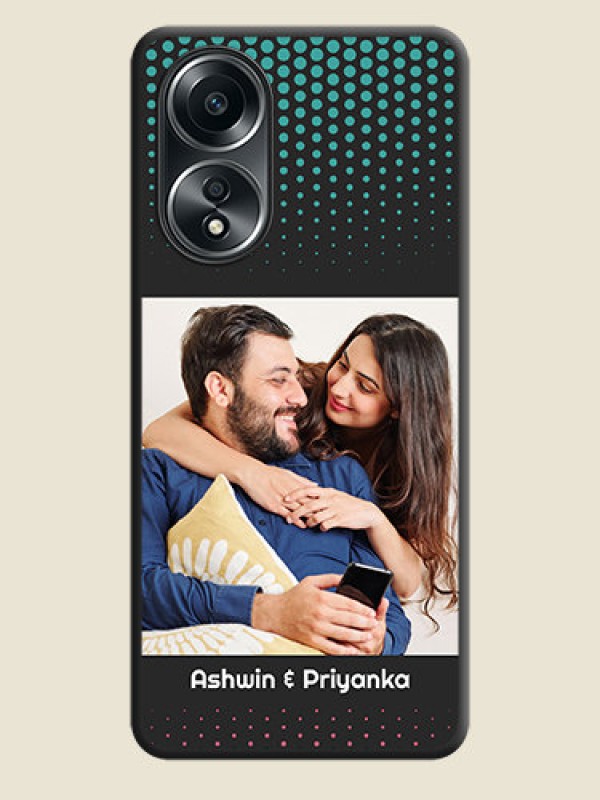 Custom Faded Dots with Grunge Photo Frame and Text on Space Black Custom Soft Matte Phone Cases - Oppo A58