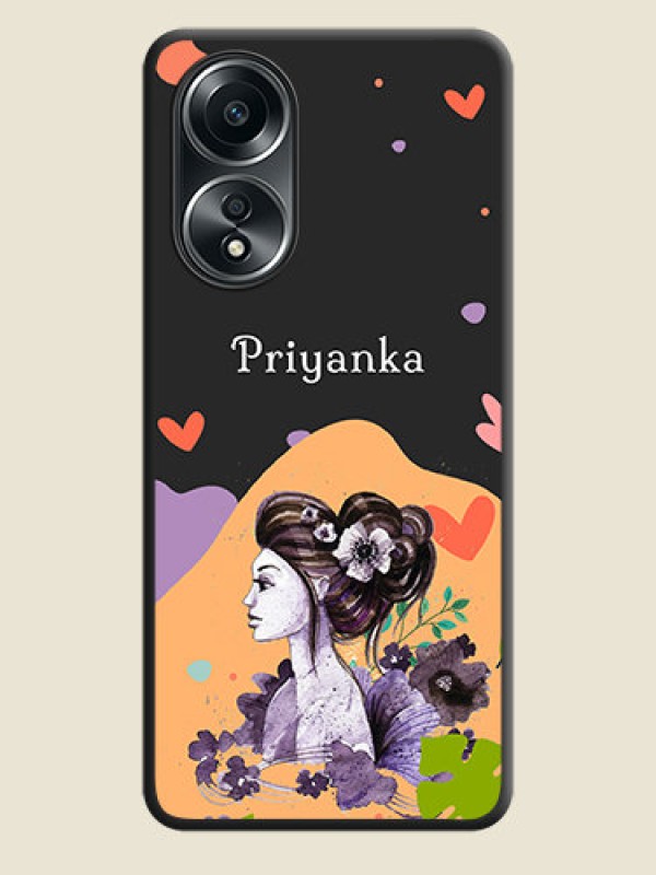 Custom Namecase For Her With Fancy Lady Image On Space Black Personalized Soft Matte Phone Covers - Oppo A58