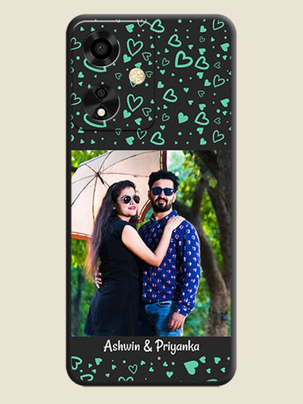 Custom Sea Green Indefinite Love Pattern on Photo On Space Black Custom Soft Matte Mobile Back Cover - Oppo A59 5G