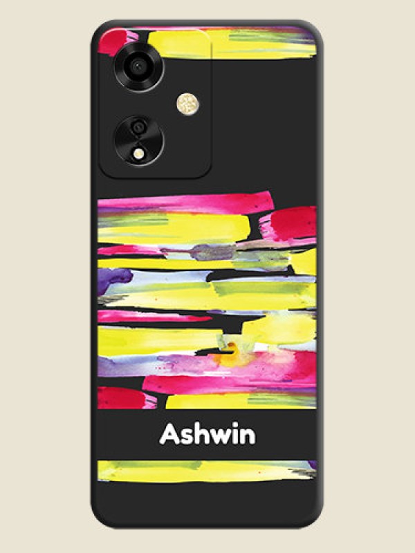 Custom Brush Coloured On Space Black Custom Soft Matte Mobile Back Cover - Oppo A59 5G