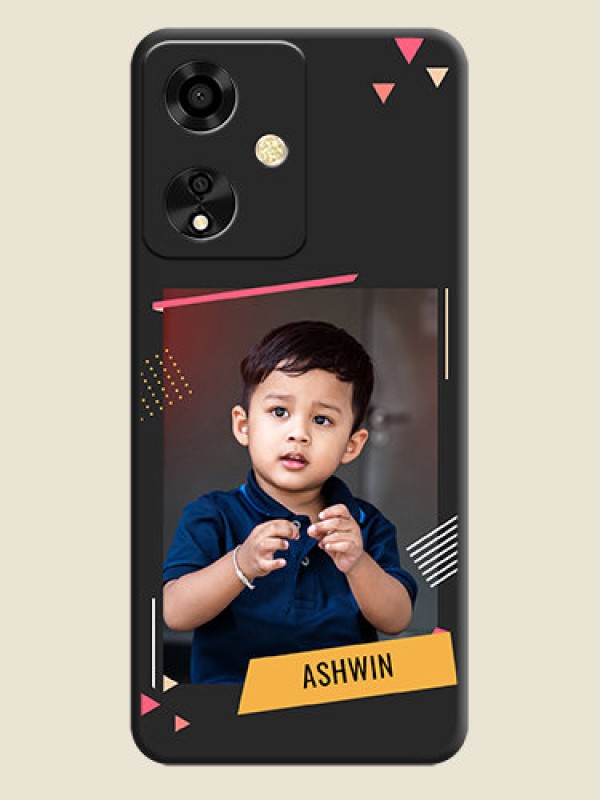Custom Photo Frame with Triangle Small Dots on Photo On Space Black Custom Soft Matte Mobile Back Cover - Oppo A59 5G