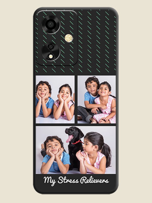 Custom Cross Dotted Pattern with 2 Image Holder On Space Black Custom Soft Matte Mobile Back Cover - Oppo A59 5G
