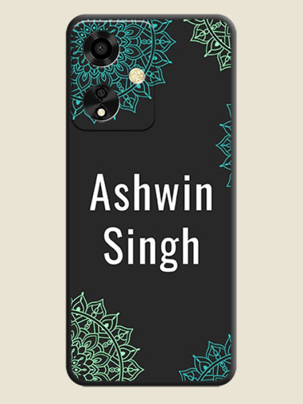 Custom Your Name with Floral Design On Space Black Custom Soft Matte Mobile Back Cover - Oppo A59 5G