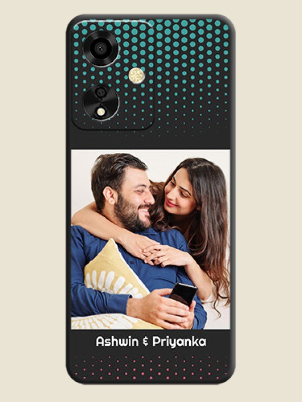 Custom Faded Dots with Grunge Photo Frame and Text On Space Black Custom Soft Matte Mobile Back Cover - Oppo A59 5G