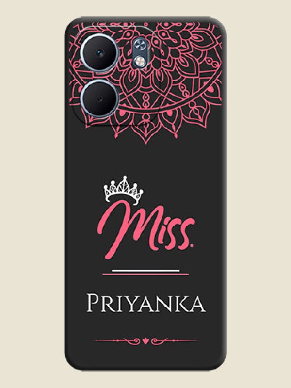 Custom Mrs Name with Floral Design On Space Black Custom Soft Matte Mobile Back Cover - Oppo A5x 5G