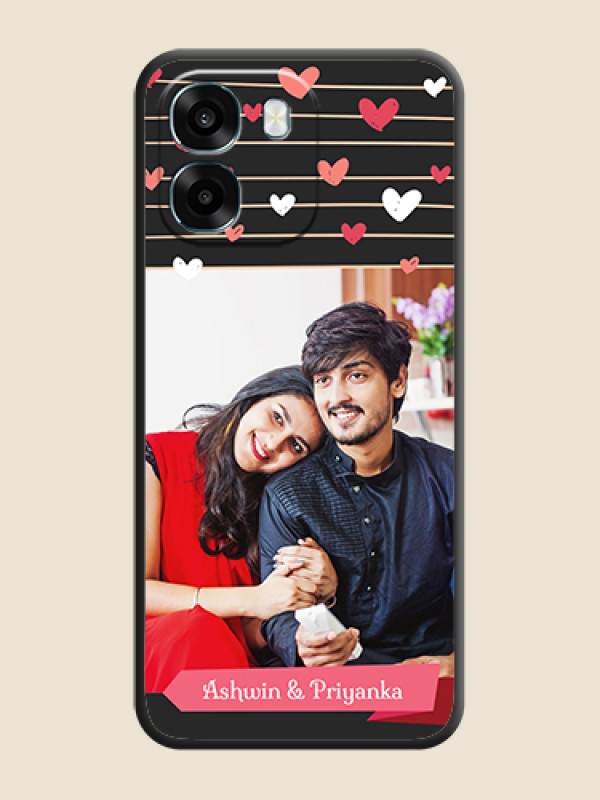 Custom Love Pattern with Name on Pink Ribbon on Photo On Space Black Custom Soft Matte Mobile Back Cover - Oppo A6 5G