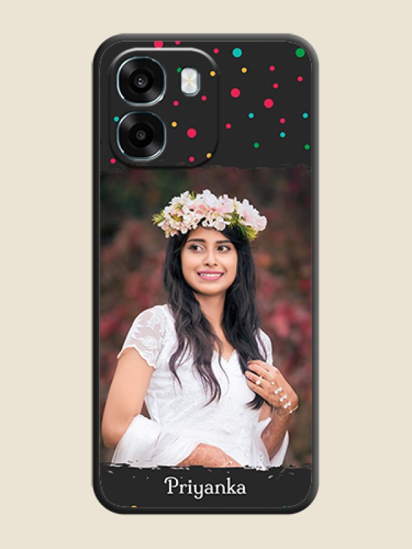 Custom Multicolor Dotted Pattern with Text On Space Black Custom Soft Matte Mobile Back Cover - Oppo A6 5G