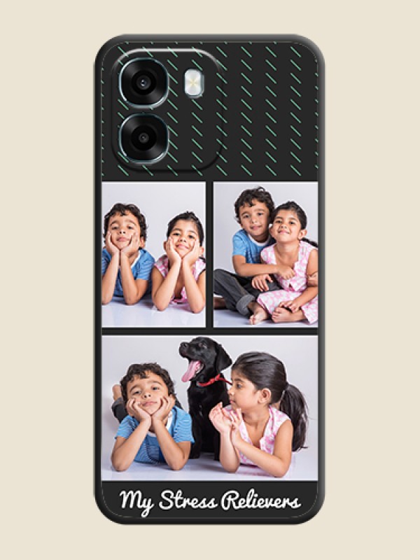 Custom Cross Dotted Pattern with 2 Image Holder On Space Black Custom Soft Matte Mobile Back Cover - Oppo A6 5G