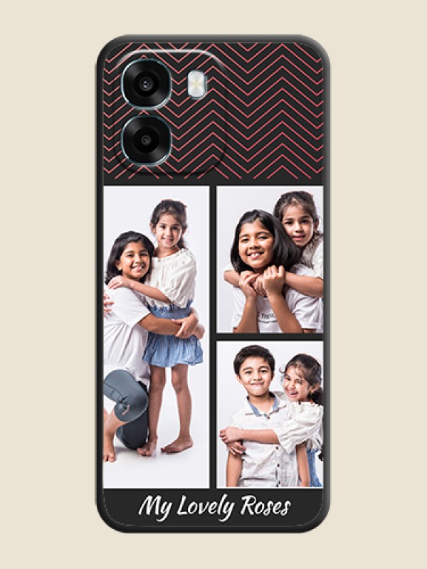 Custom Wave Pattern with 3 Image Holder On Space Black Custom Soft Matte Mobile Back Cover - Oppo A6 5G