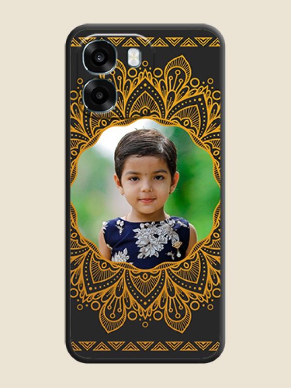 Custom Round Image with Floral Design On Space Black Custom Soft Matte Mobile Back Cover - Oppo A6 5G