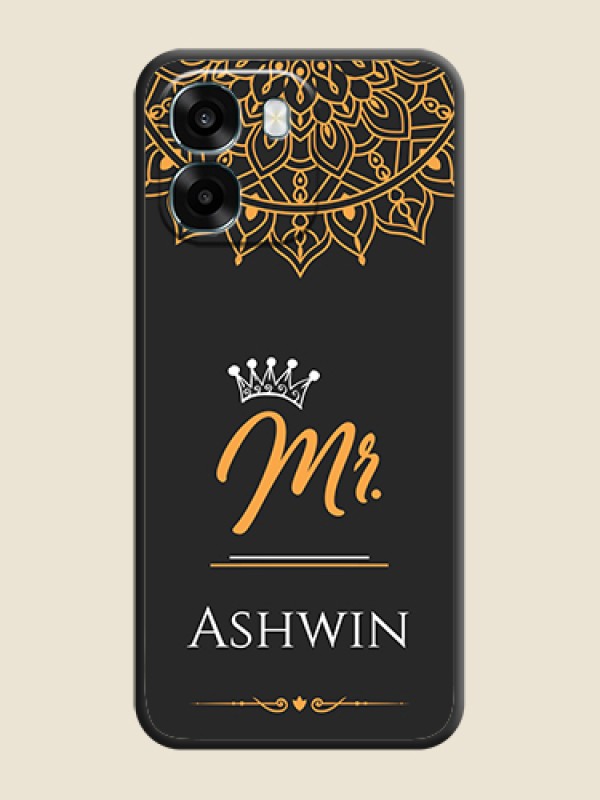 Custom Mr Name with Floral Design On Space Black Custom Soft Matte Mobile Back Cover - Oppo A6 5G