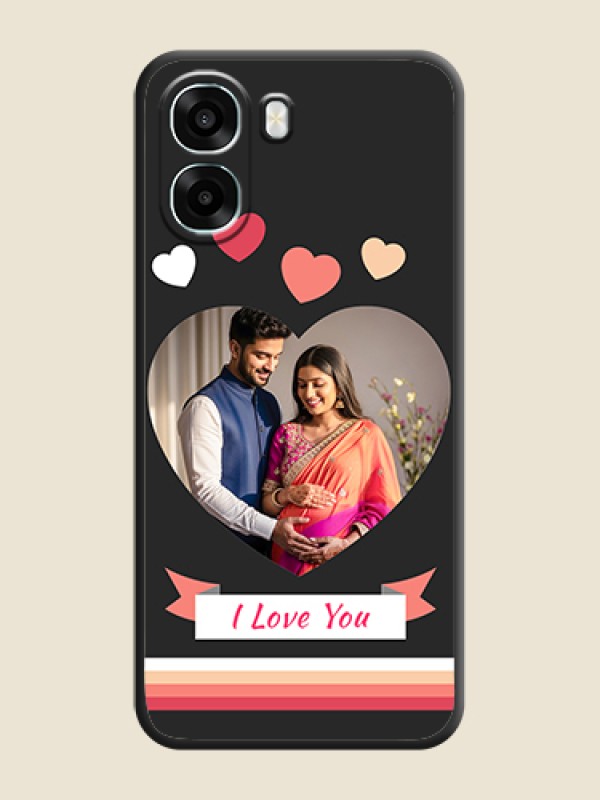Custom Love Shaped Photo with Colorful Stripes On Space Black Custom Soft Matte Mobile Back Cover - Oppo A6x 4G