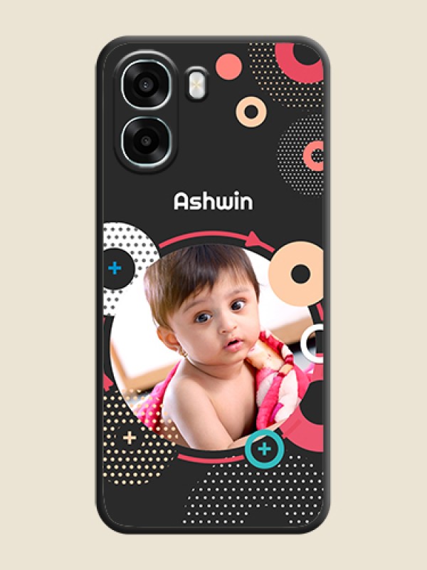 Custom Multicoloured Round Image On Space Black Custom Soft Matte Mobile Back Cover - Oppo A6x 4G