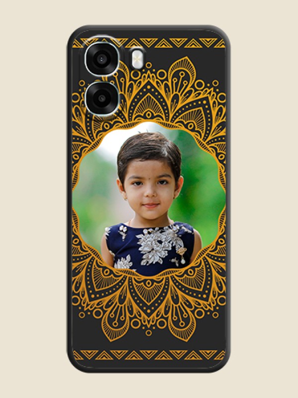 Custom Round Image with Floral Design On Space Black Custom Soft Matte Mobile Back Cover - Oppo A6x 4G