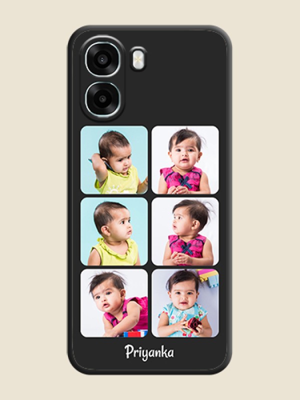 Custom Floral Art with 6 Image Holder on Photo On Space Black Custom Soft Matte Mobile Back Cover - Oppo A6x 5G