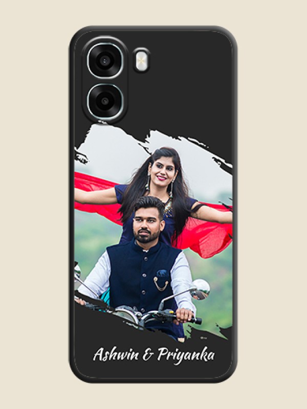 Custom Grunge Brush Strokes on Photo On Space Black Custom Soft Matte Mobile Back Cover - Oppo A6x 5G