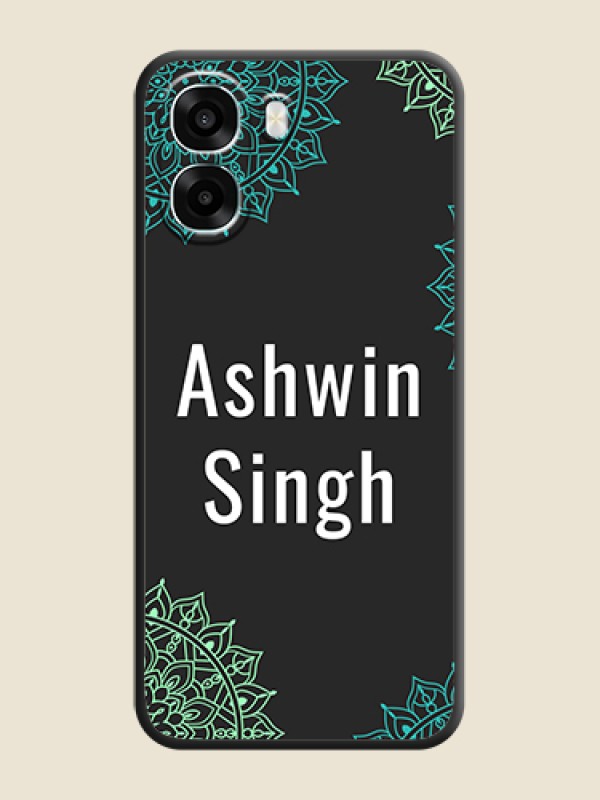 Custom Your Name with Floral Design On Space Black Custom Soft Matte Mobile Back Cover - Oppo A6x 5G