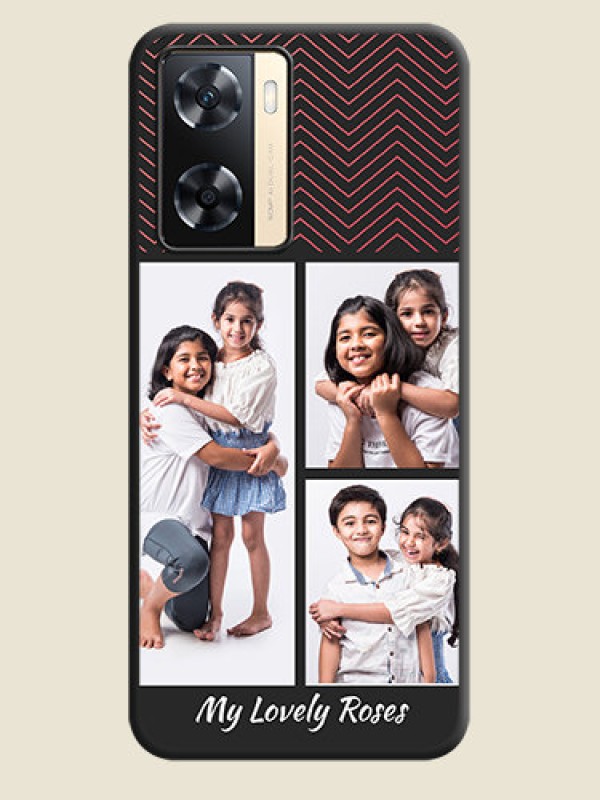 Custom Wave Pattern with 3 Image Holder on Space Black Custom Soft Matte Back Cover - Oppo A77 4G