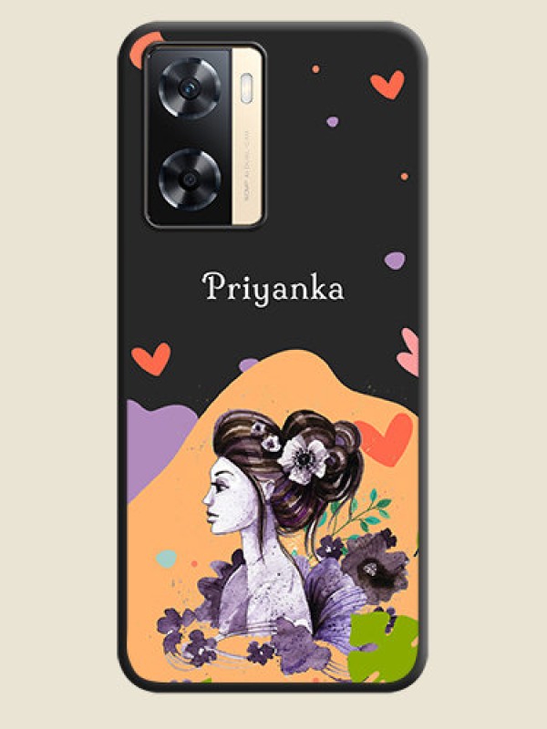 Custom Namecase For Her With Fancy Lady Image On Space Black Personalized Soft Matte Phone Covers -Oppo A77 4G