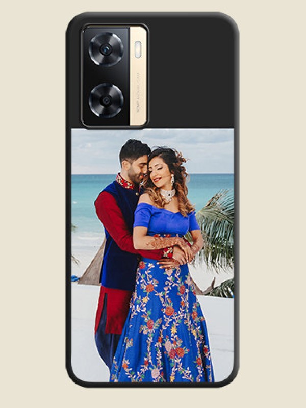 Custom Image Upload With Space Black Color On Custom Soft Matte Mobile Back Cover - Oppo A77 4G