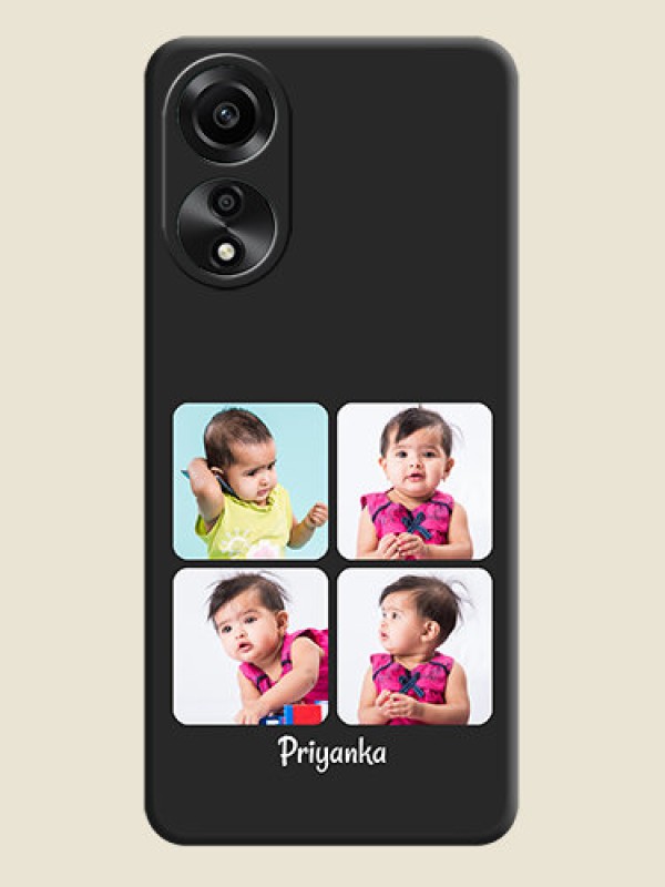 Custom Floral Art with 6 Image Holder - Photo on Space Black Soft Matte Mobile Case - Oppo A78 4G