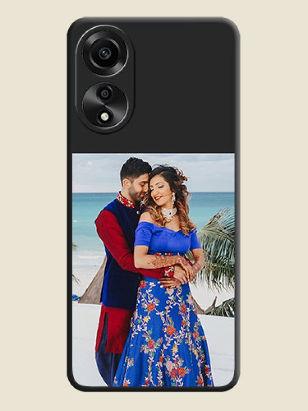 Custom Image Upload With Space Black Color On Custom Soft Matte Mobile Back Cover - Oppo A78 4G