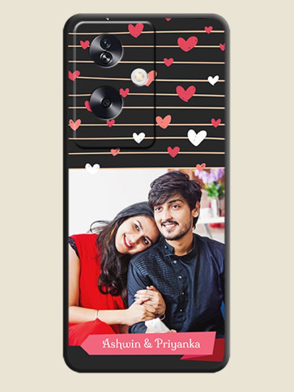Custom Love Pattern with Name on Pink Ribbon  on Photo On Space Black Custom Soft Matte Mobile Back Cover - Oppo A79 5G