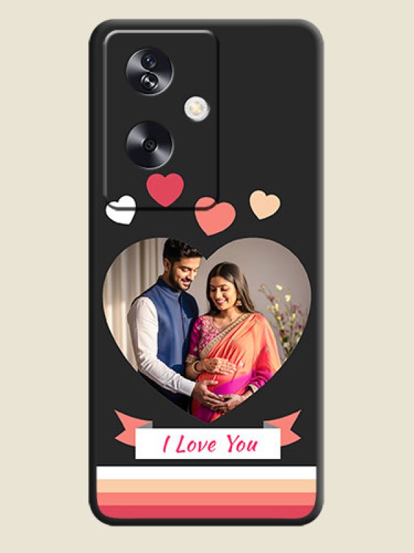 Custom Love Shaped Photo with Colorful Stripes On Space Black Custom Soft Matte Mobile Back Cover - Oppo A79 5G