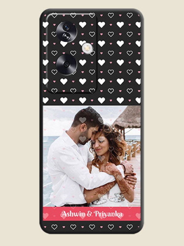 Custom White Color Love Symbols with Text Design on Photo On Space Black Custom Soft Matte Mobile Back Cover - Oppo A79 5G
