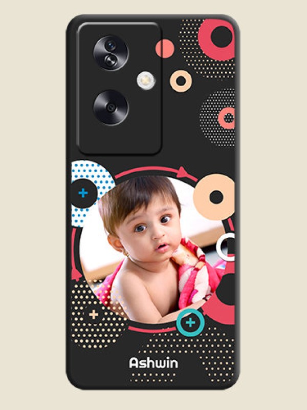 Custom Multicoloured Round Image On Space Black Custom Soft Matte Mobile Back Cover - Oppo A79 5G