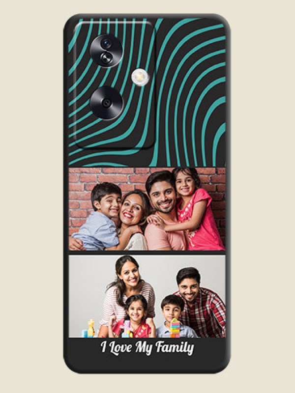 Custom Wave Pattern with 2 Image Holder On Space Black Custom Soft Matte Mobile Back Cover - Oppo A79 5G