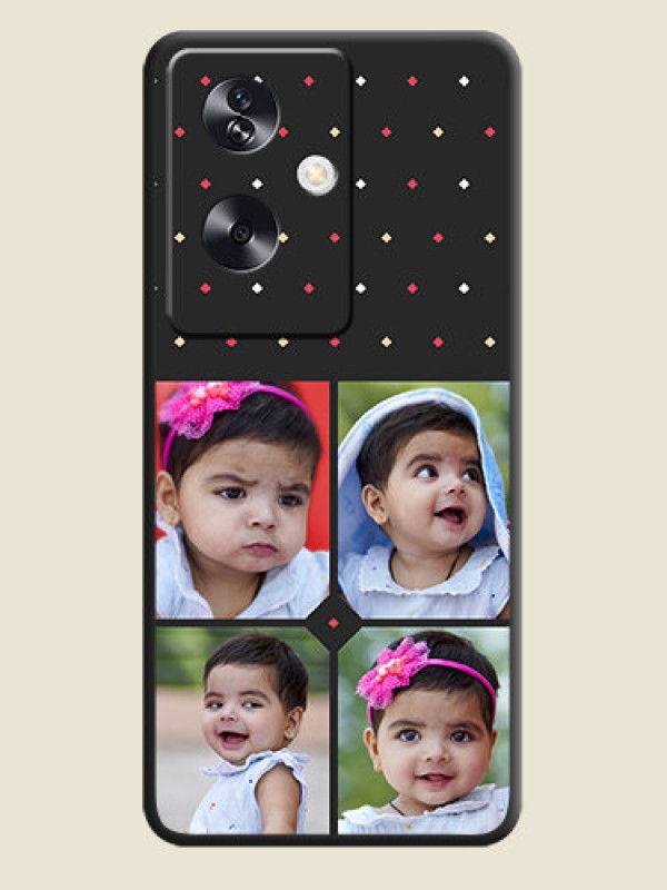 Custom Multicolor Dotted Pattern with 4 Image Holder On Space Black Custom Soft Matte Mobile Back Cover - Oppo A79 5G