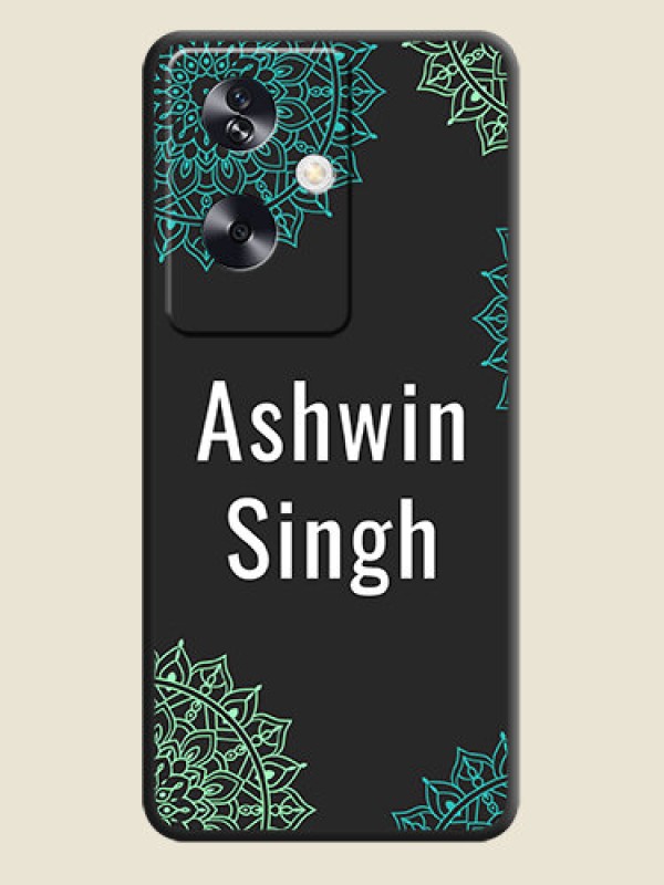 Custom Your Name with Floral Design On Space Black Custom Soft Matte Mobile Back Cover - Oppo A79 5G