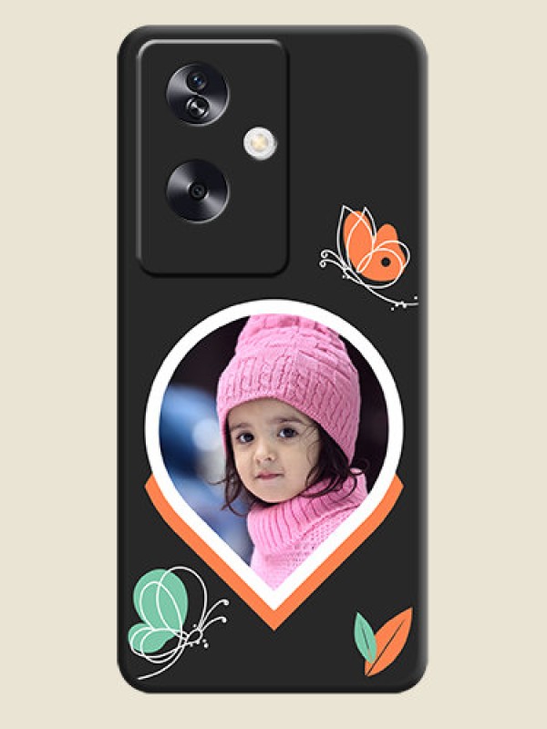 Custom Upload Pic With Simple Butterly Design On Space Black Custom Soft Matte Mobile Back Cover - Oppo A79 5G