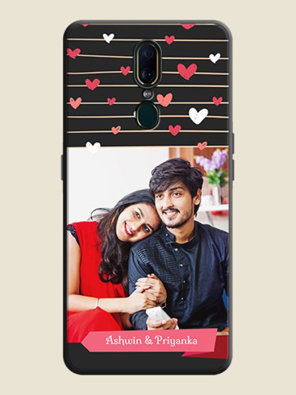 Custom Love Pattern with Name on Pink Ribbon  on Photo on Space Black Soft Matte Back Cover - Oppo A9